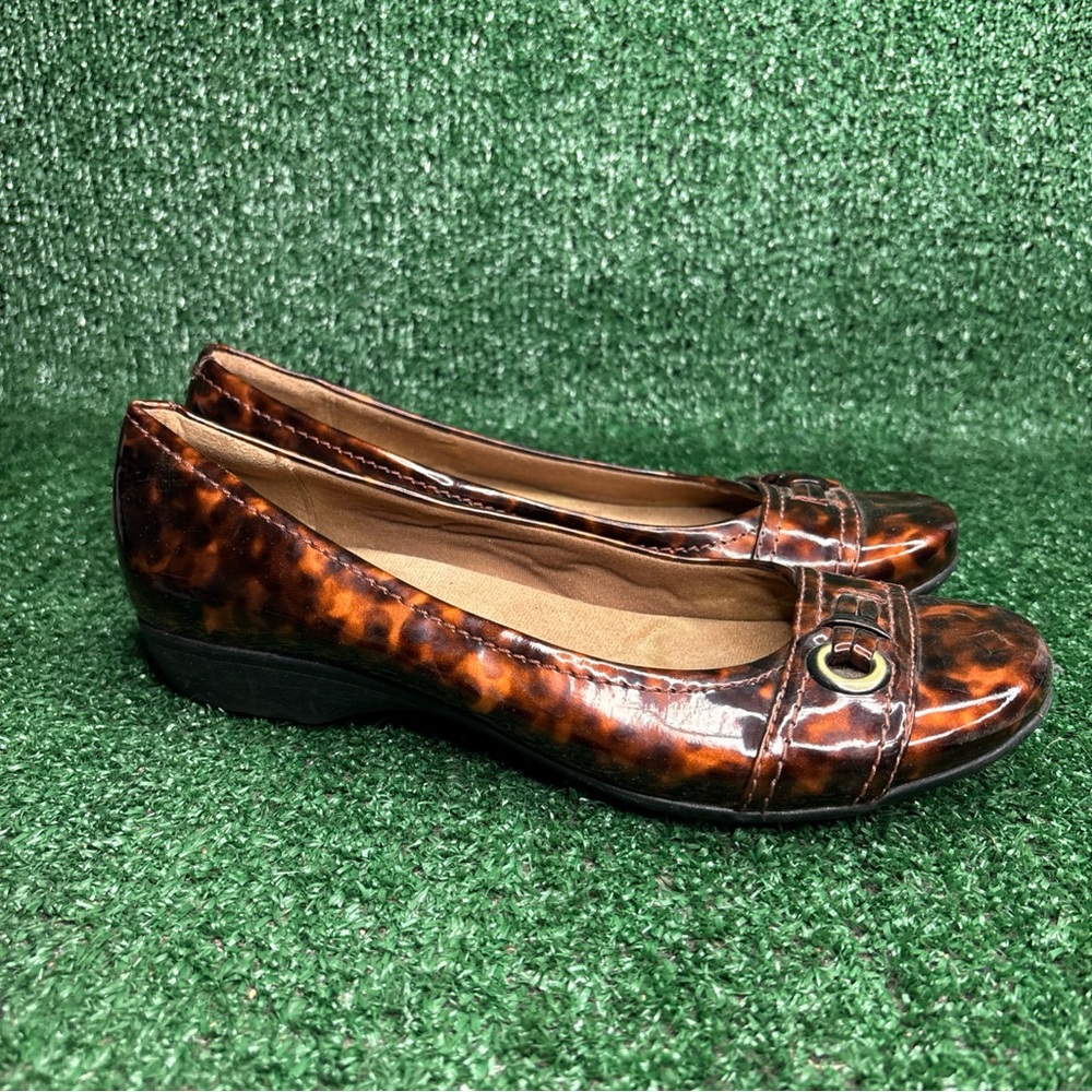 Clarks Collection Shoes Womens Size 8M Patent Tortoise Loafers Comfort 26103331